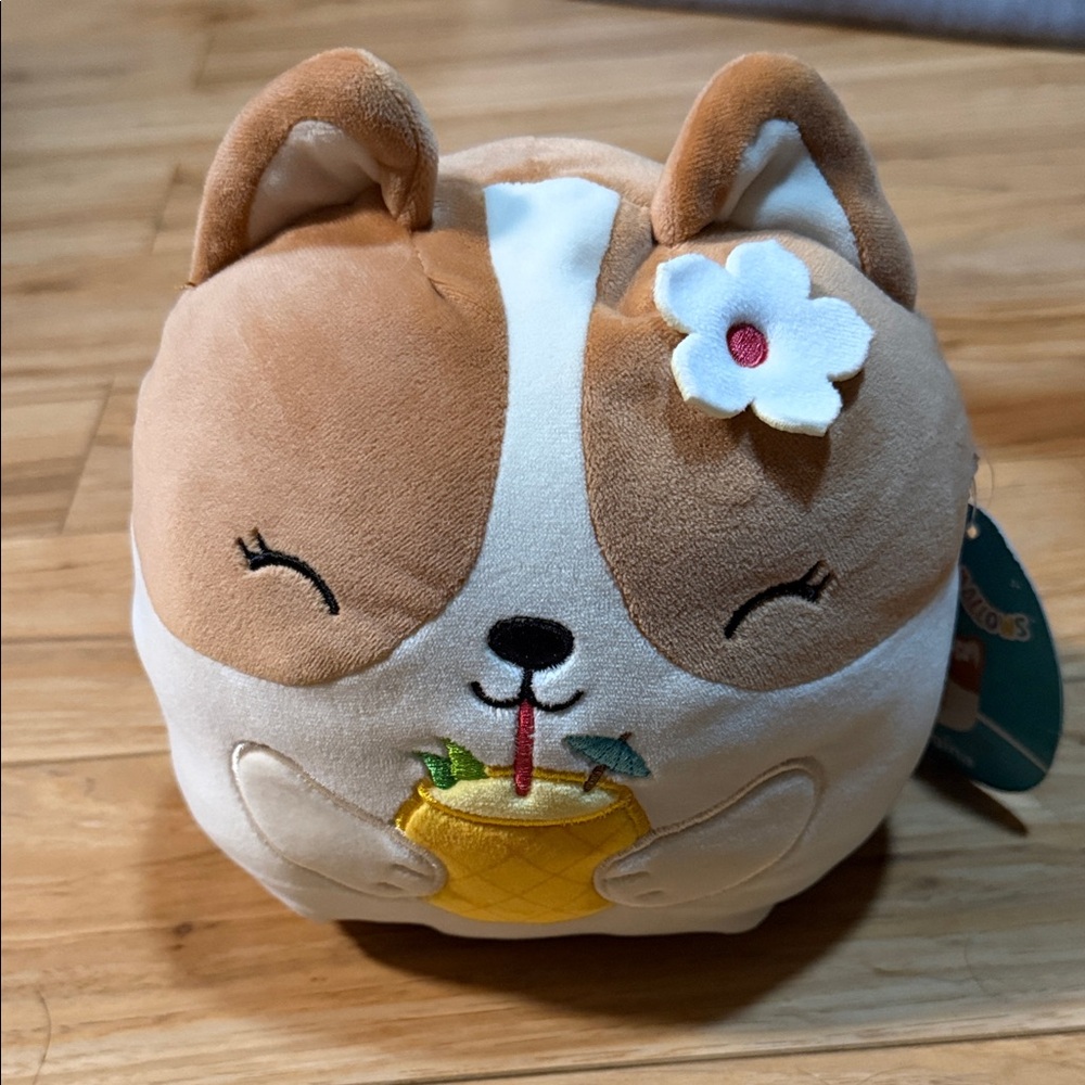 Squishmallow 7 inch Regina Brown & Cream Cute Plush with Pineapple Drink